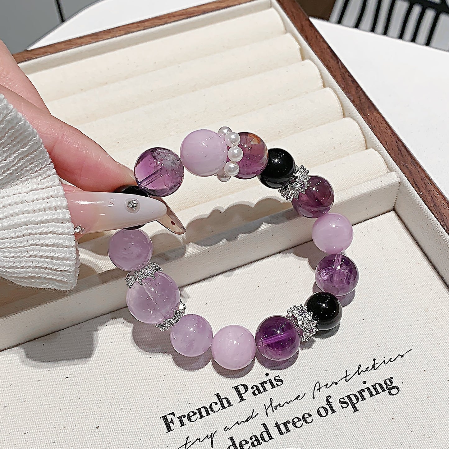 Elegant Purple Crystal Bead Bracelet