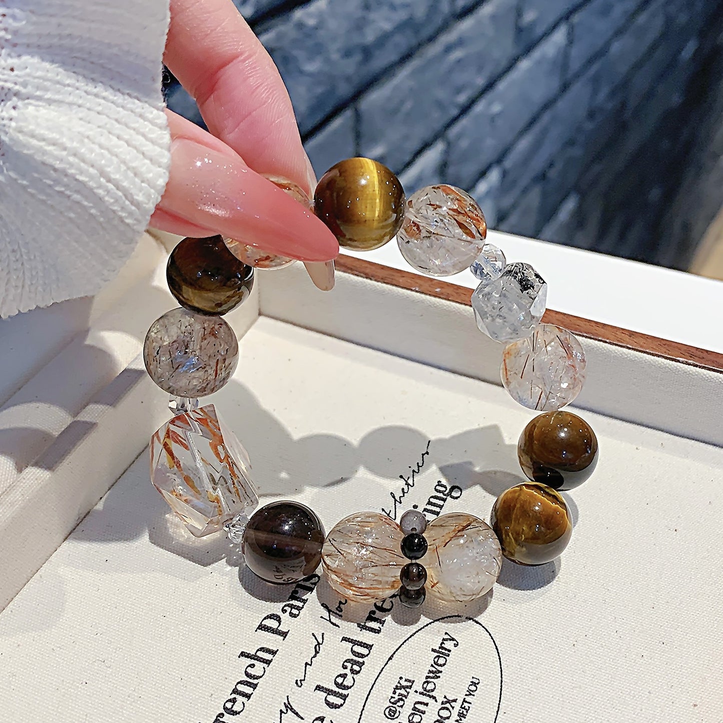Rutilated Quartz & Tiger Eye Mixed Crystal Bracelet
