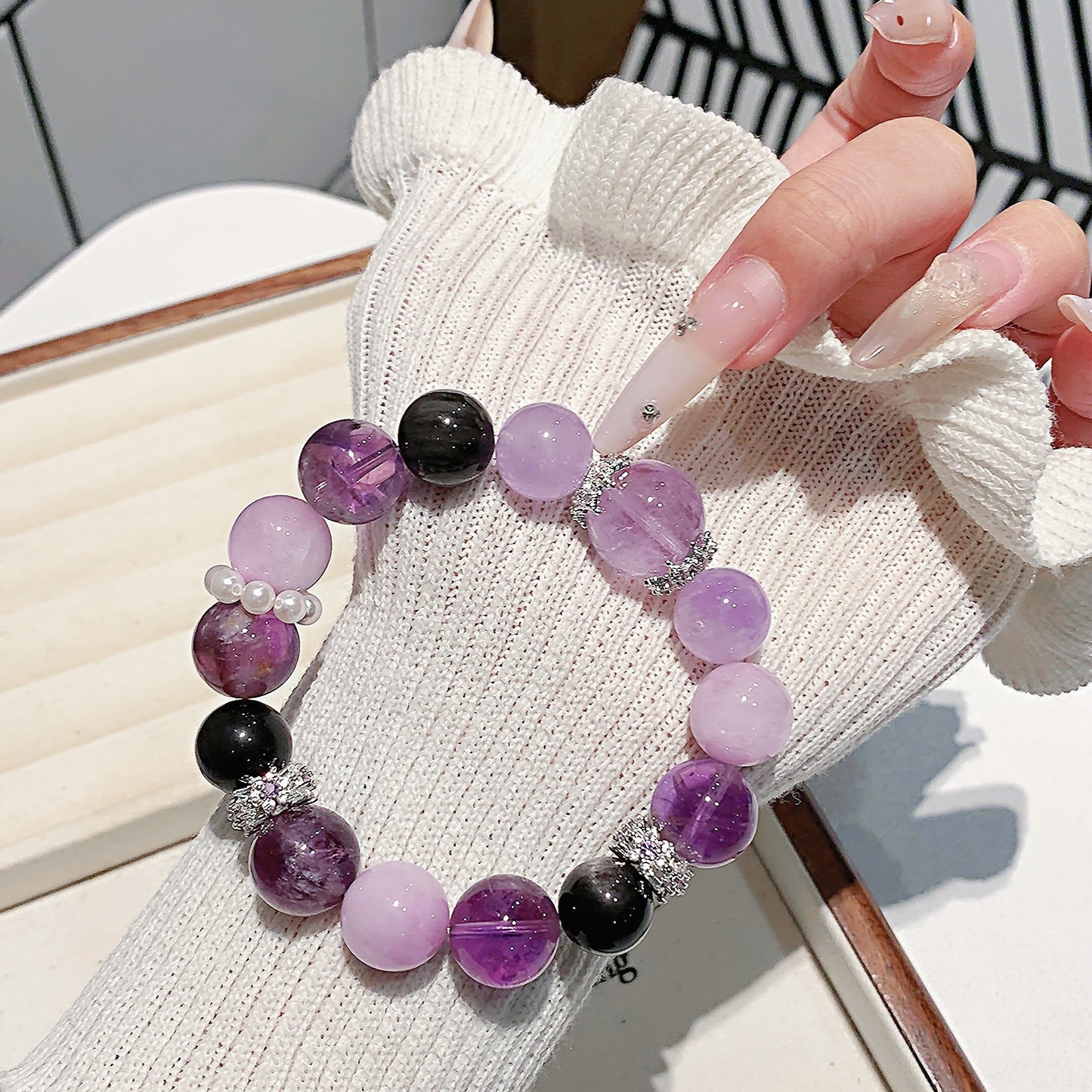 Elegant Purple Crystal Bead Bracelet
