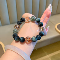 Black Obsidian & Rutilated Quartz Beaded Bracelet