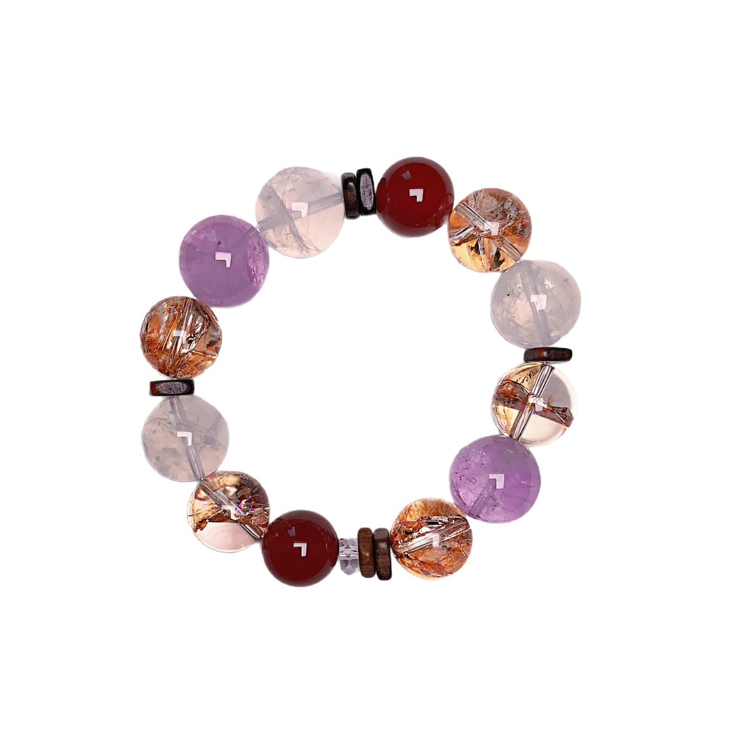Natural Amethyst & Phantom Quartz Crystal Bracelet