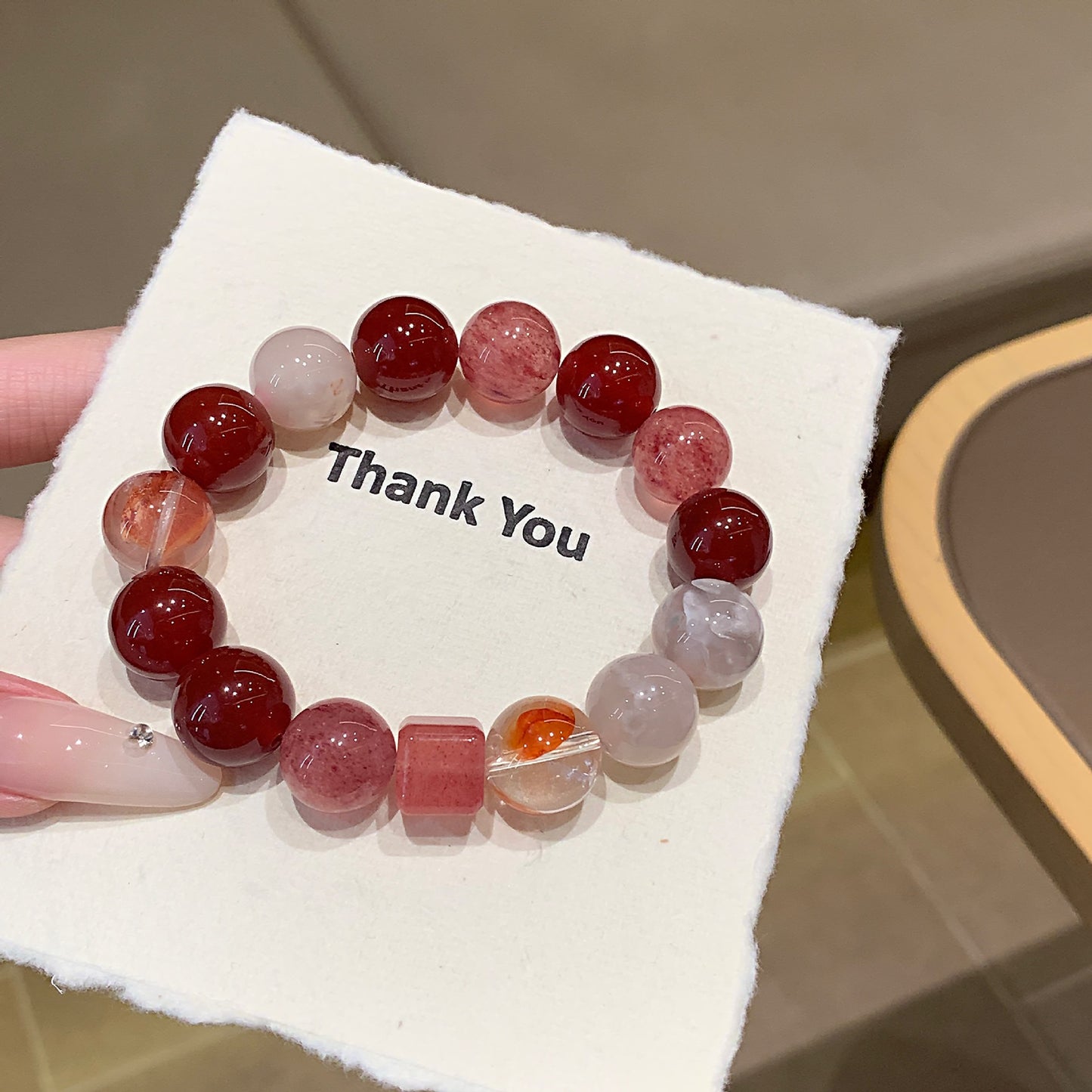 Strawberry Quartz Gradient Crystal Bracelet