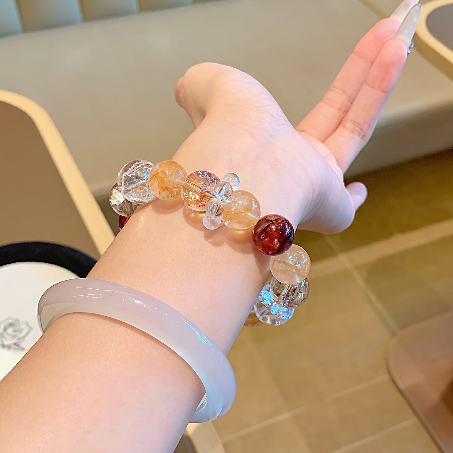 Golden Crackle Quartz & Tiger Eye Bracelet