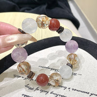 Natural Amethyst & Phantom Quartz Crystal Bracelet