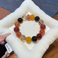 Strawberry Quartz & Rutilated Quartz Beaded Bracelet