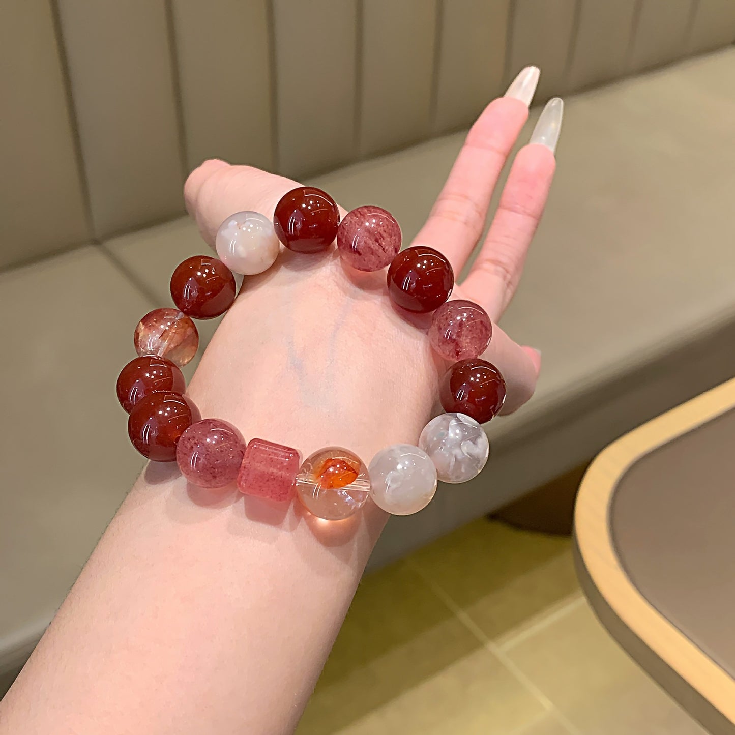 Strawberry Quartz Gradient Crystal Bracelet