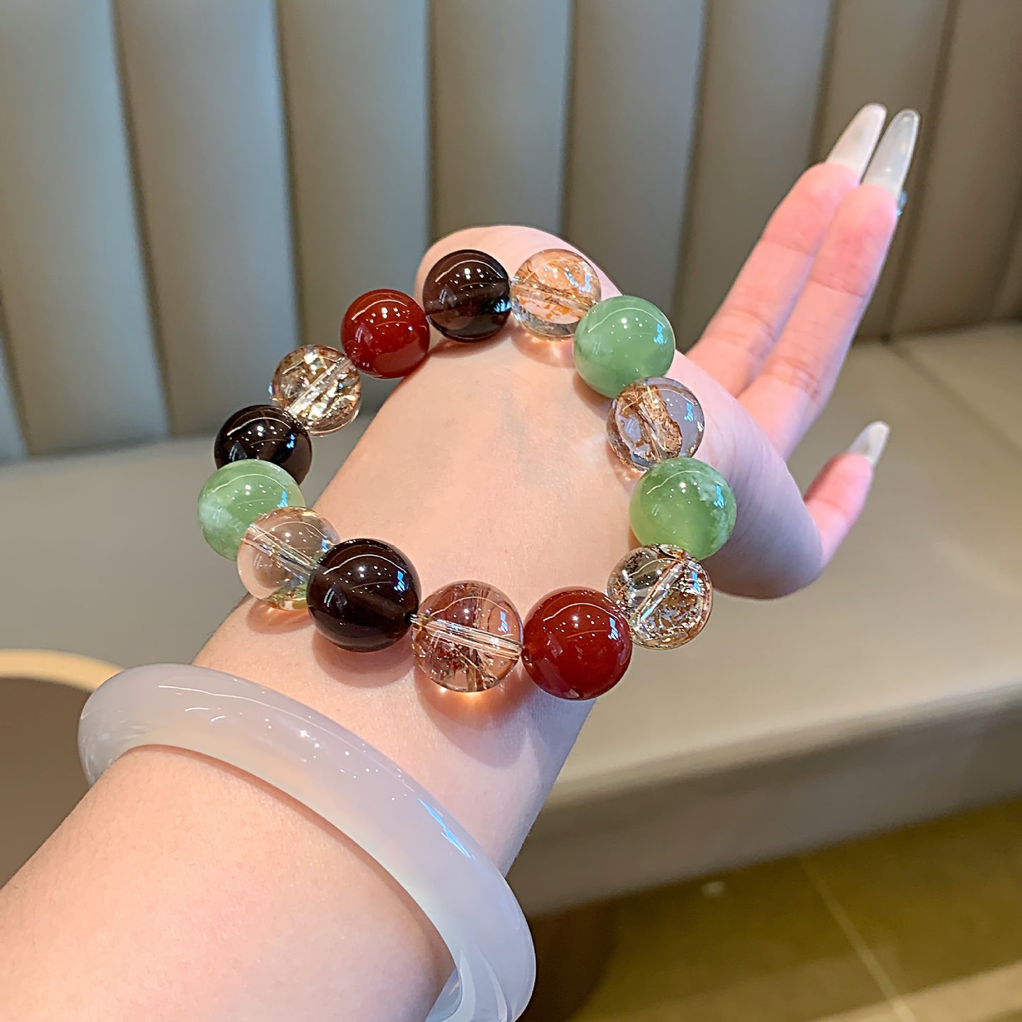 Autumn Gold-Foil Crackle Crystal Bracelet