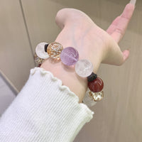 Natural Amethyst & Phantom Quartz Crystal Bracelet