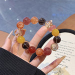 Strawberry Quartz & Rutilated Quartz Beaded Bracelet